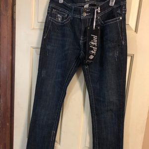 New without tag red rivet jeans with bling size 13  34 1/2 In waist